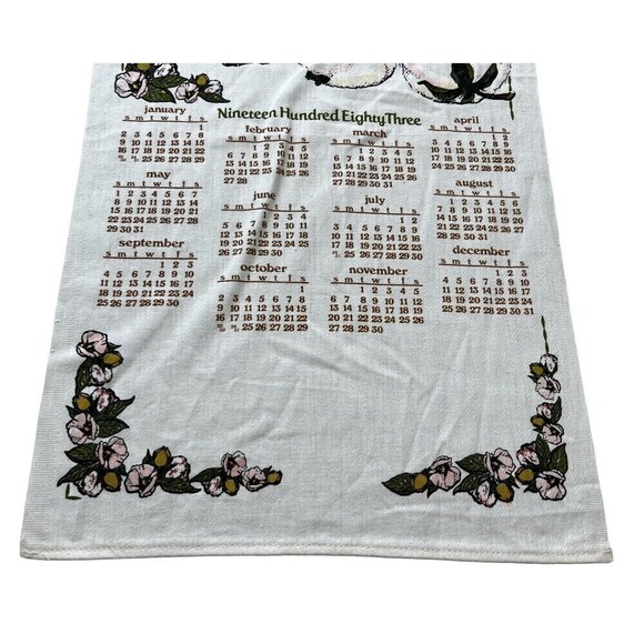 Vtg Linen Kitchen Towel Calendar 1983 Advertising Cotton Bale 28 x 17 - Picture 3 of 5
